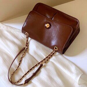 Retro Large Brown Vegan Leather Bag